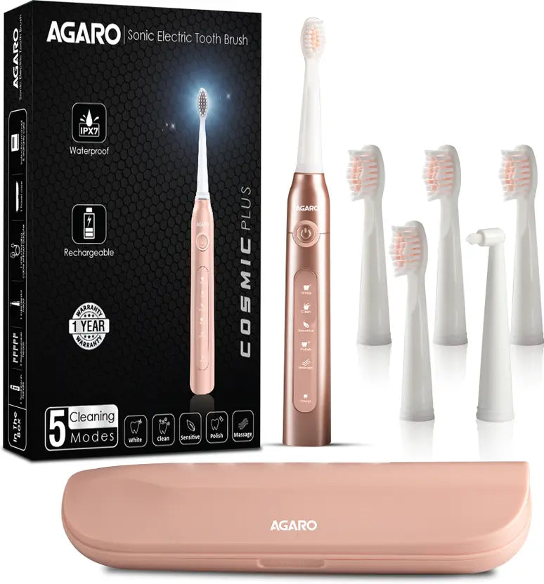 AGARO Cosmic Plus Sonic Electric Toothbrush (Rosegold)