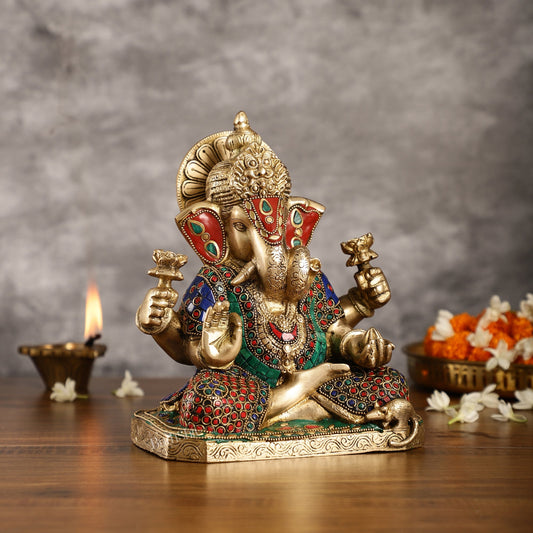 Dagdusheth Ganpati Brass Statue stonework