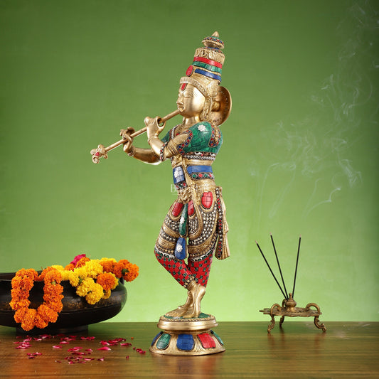 Divine brass Krishna Idol | Height 23 Inch