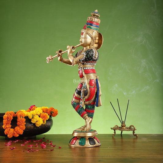 Divine brass Krishna Idol | Height 23 Inch