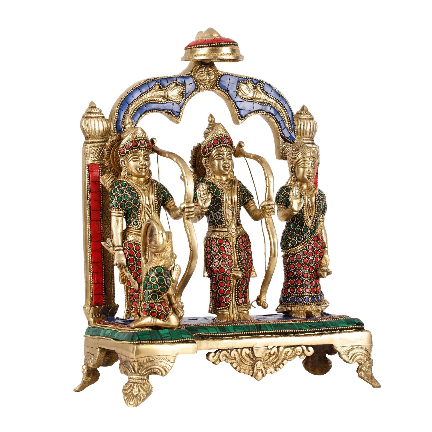 Divine Brass Ram Darbar with Natural Stone Dressing - 13 Inches