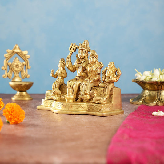 Divine Brass Shiv Parivar Statue 5"