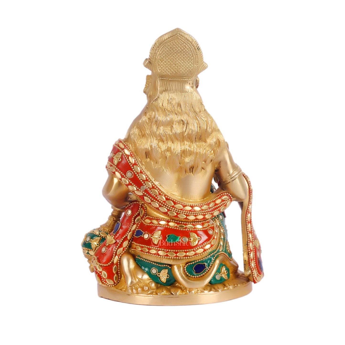 Divine Hanuman Idol in Pure Brass with Stonework 9 inch