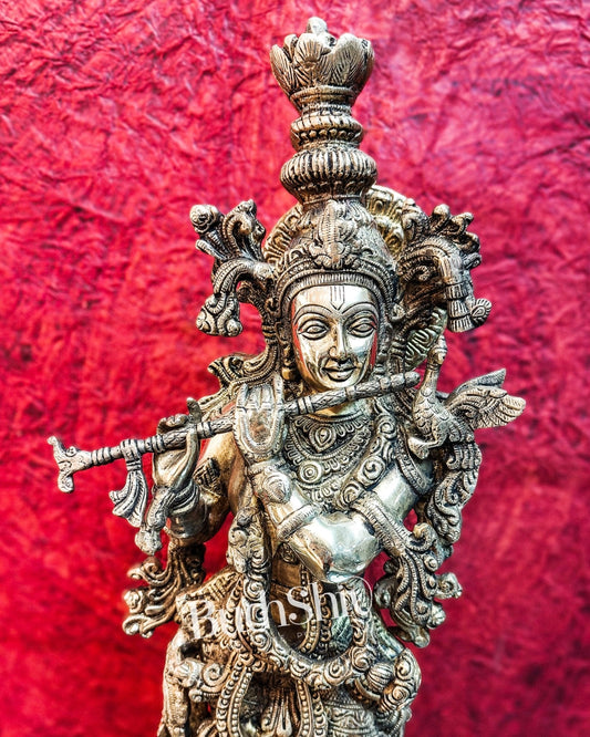 Divine Krishna Statue | Fine Brass | Antique finish 25 inch