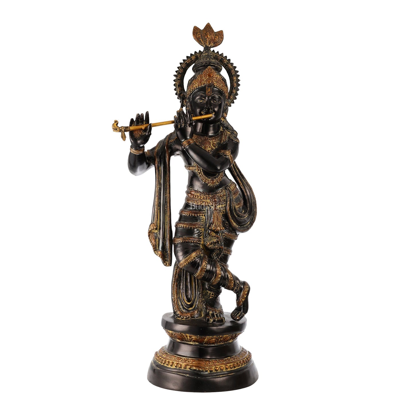 Divine Large Sized Lord Krishna Statue | Black Finish 3 feet