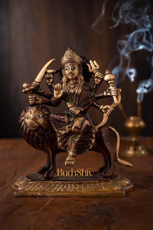 Durga Ma Goddess Brass Idol Statue Figurine Figure for Home Temple Workplace