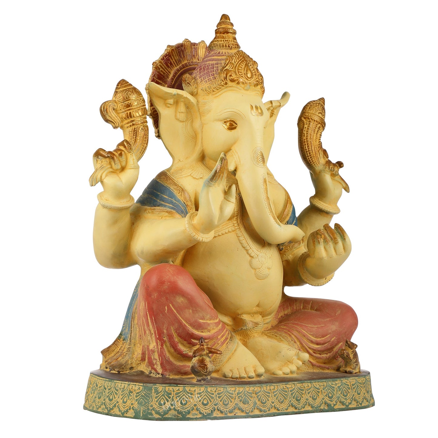 Elegant 21.5 Inch Ganesha Brass Statue with Meticulous Craftsmanship