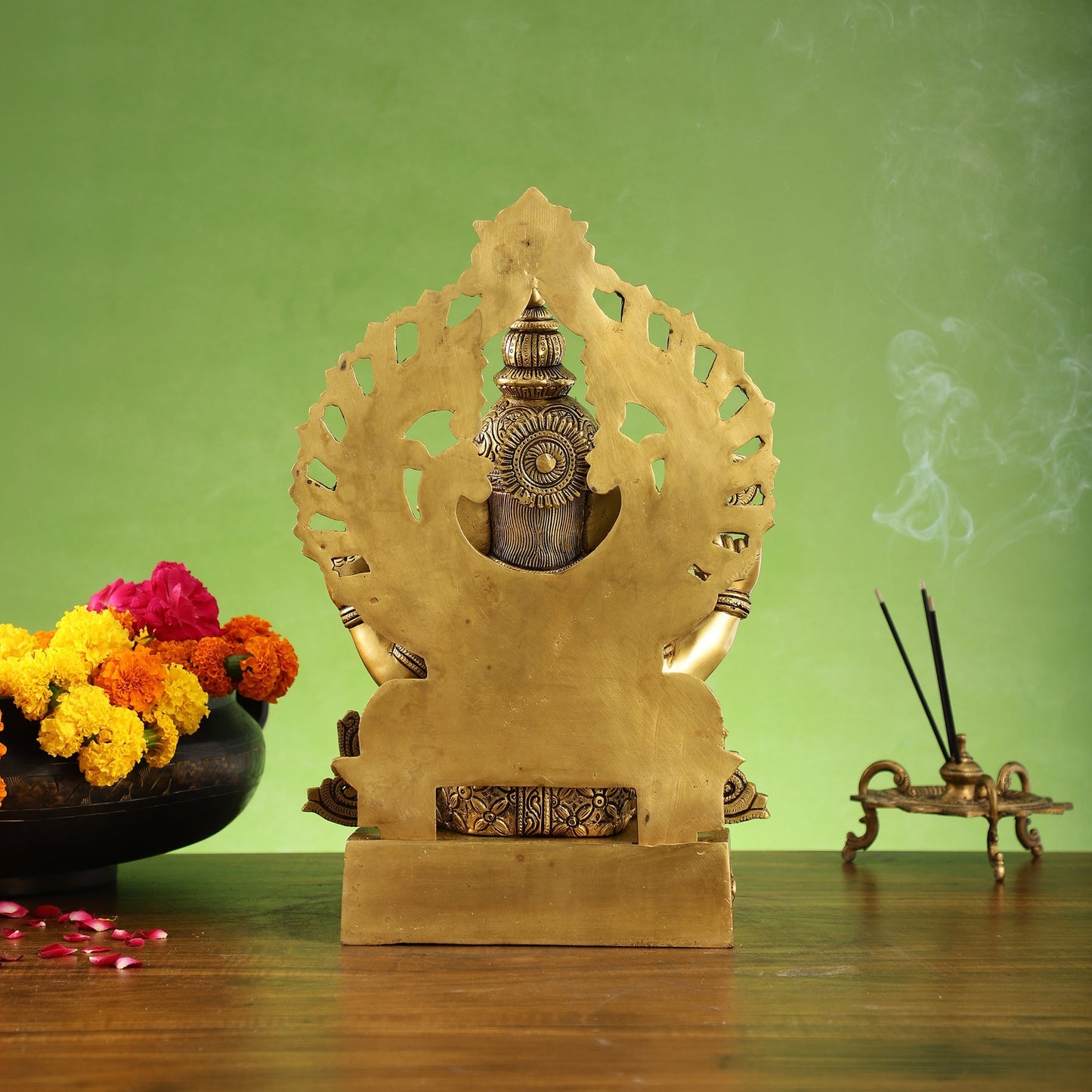 Elegant Brass Lord Ganesha Statue with Frame - 15 inch