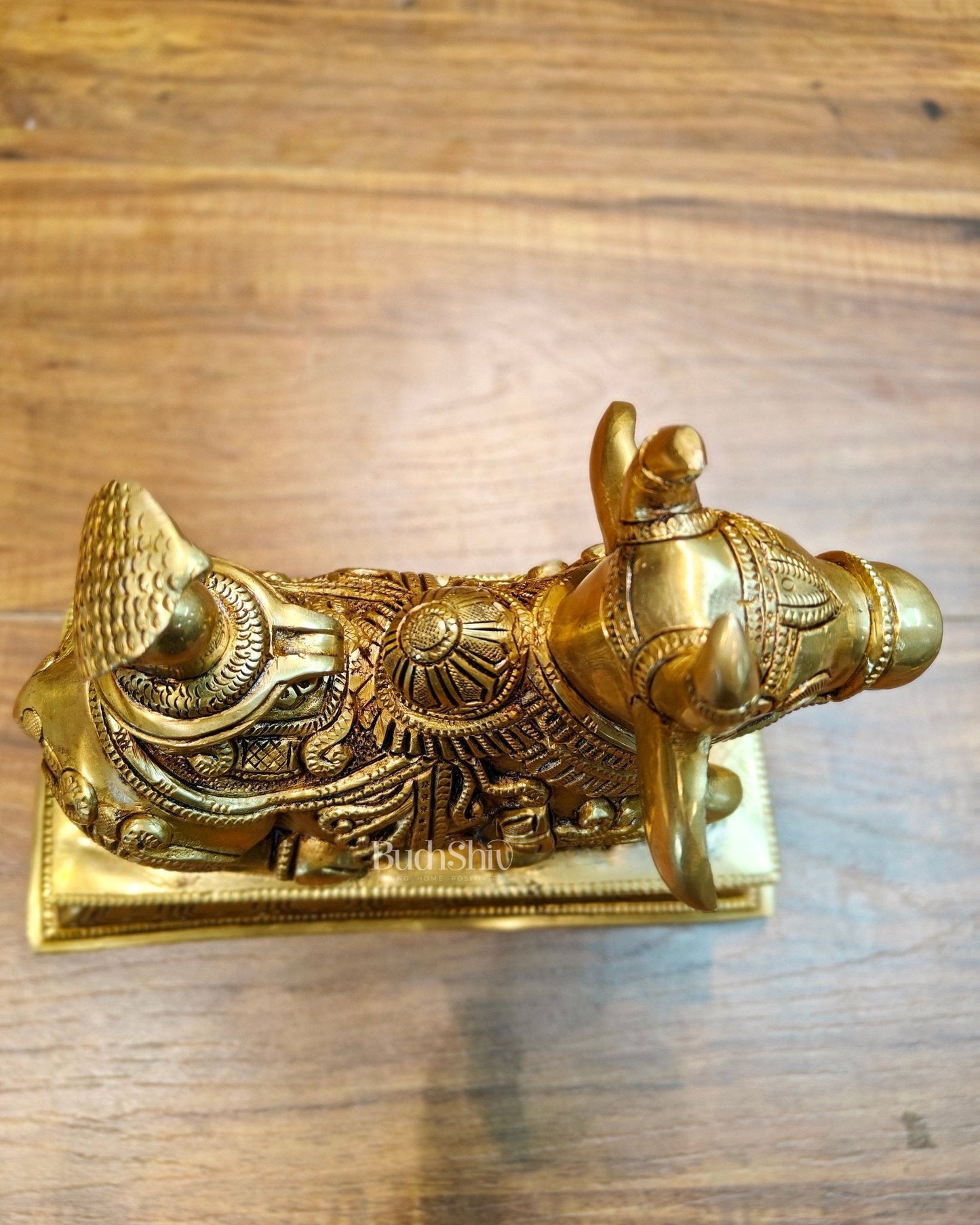 Elegant Brass Nandi Bull with Shivling Idol - 8 inch