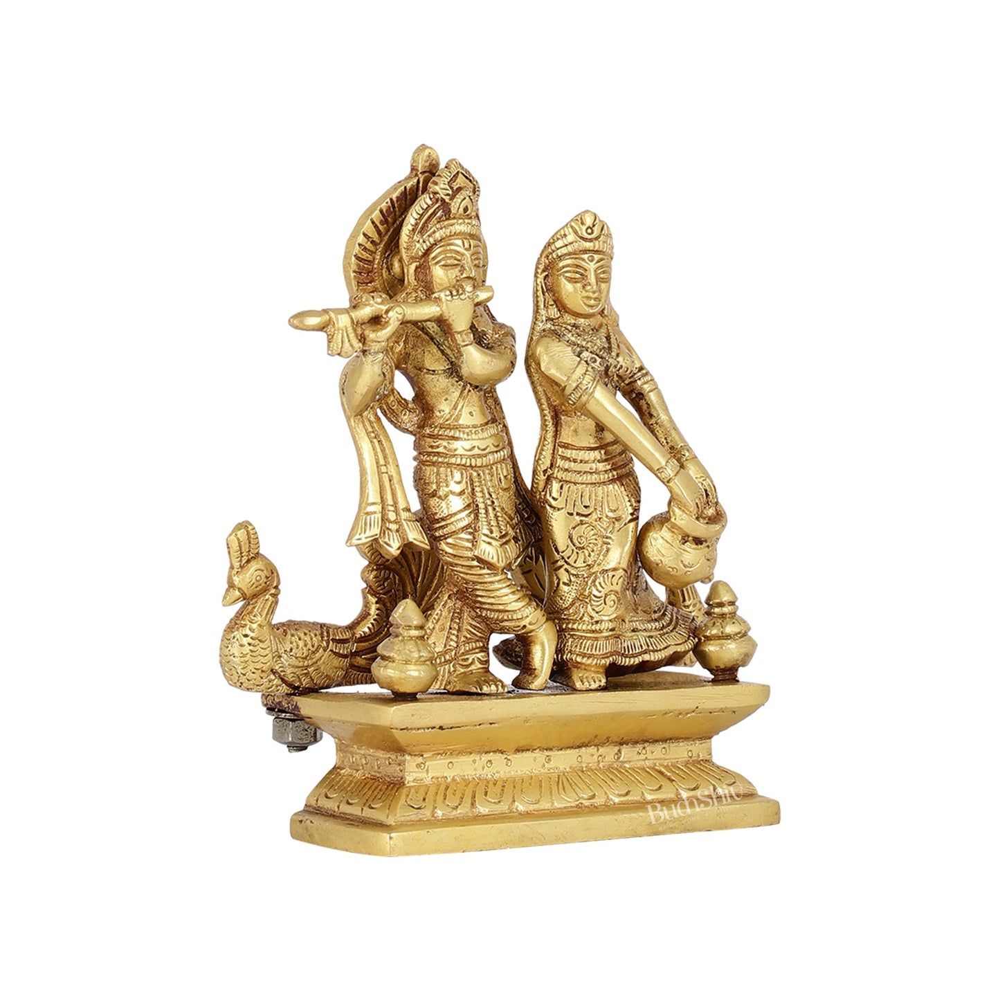 Elegant Brass Radha Krishna Idols | 6.5" Height
