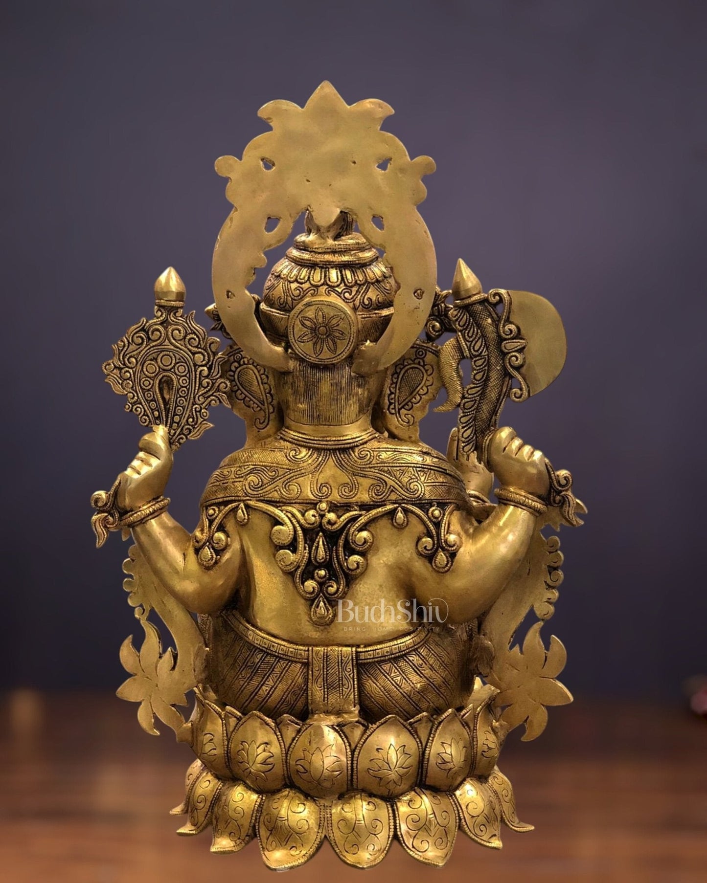 Elegant Brass Superfine Lord Ganesha Idol with Lotus - 23.5"