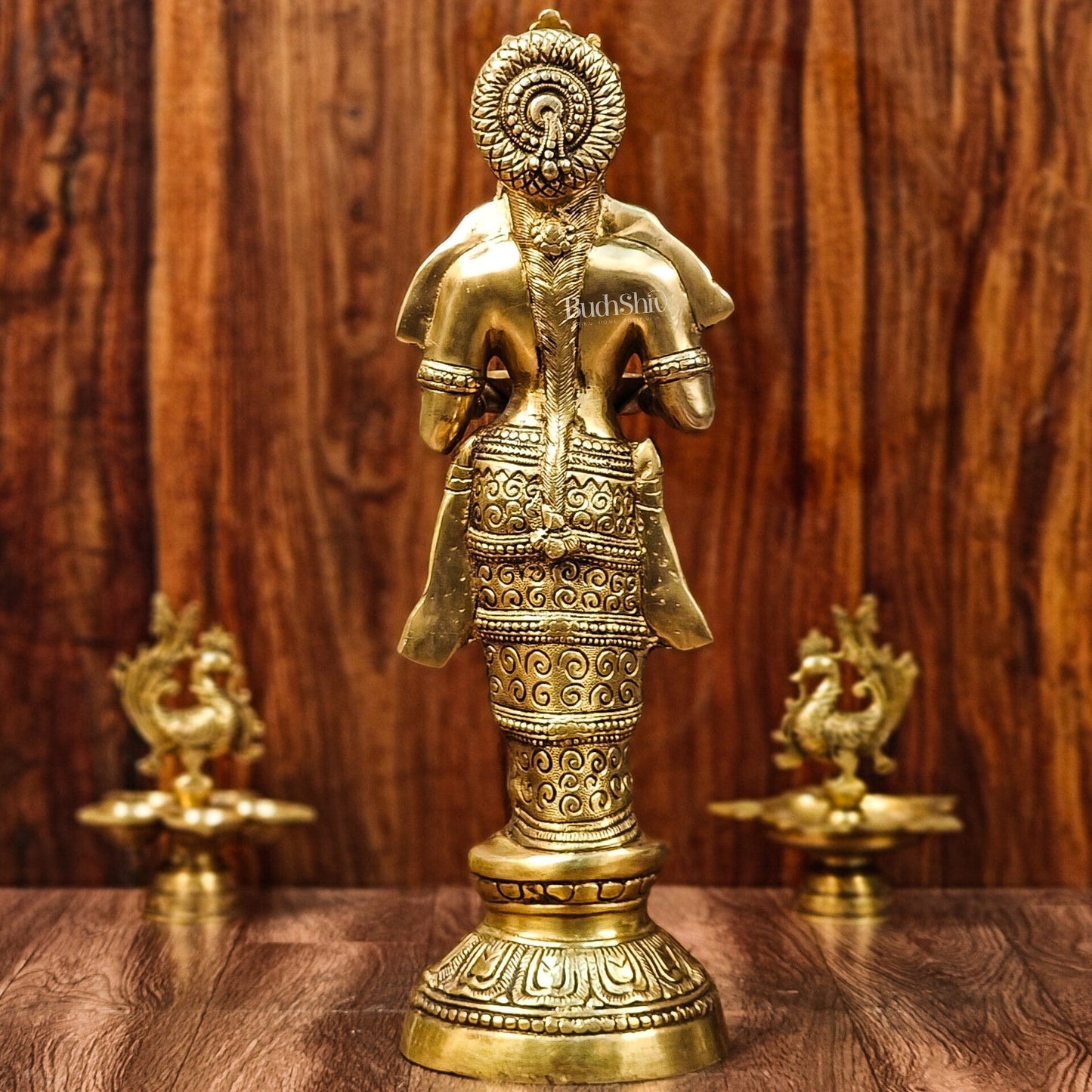 Exquisite 23-Inch Deep Lakshmi Brass Statue - Gleaming Grace