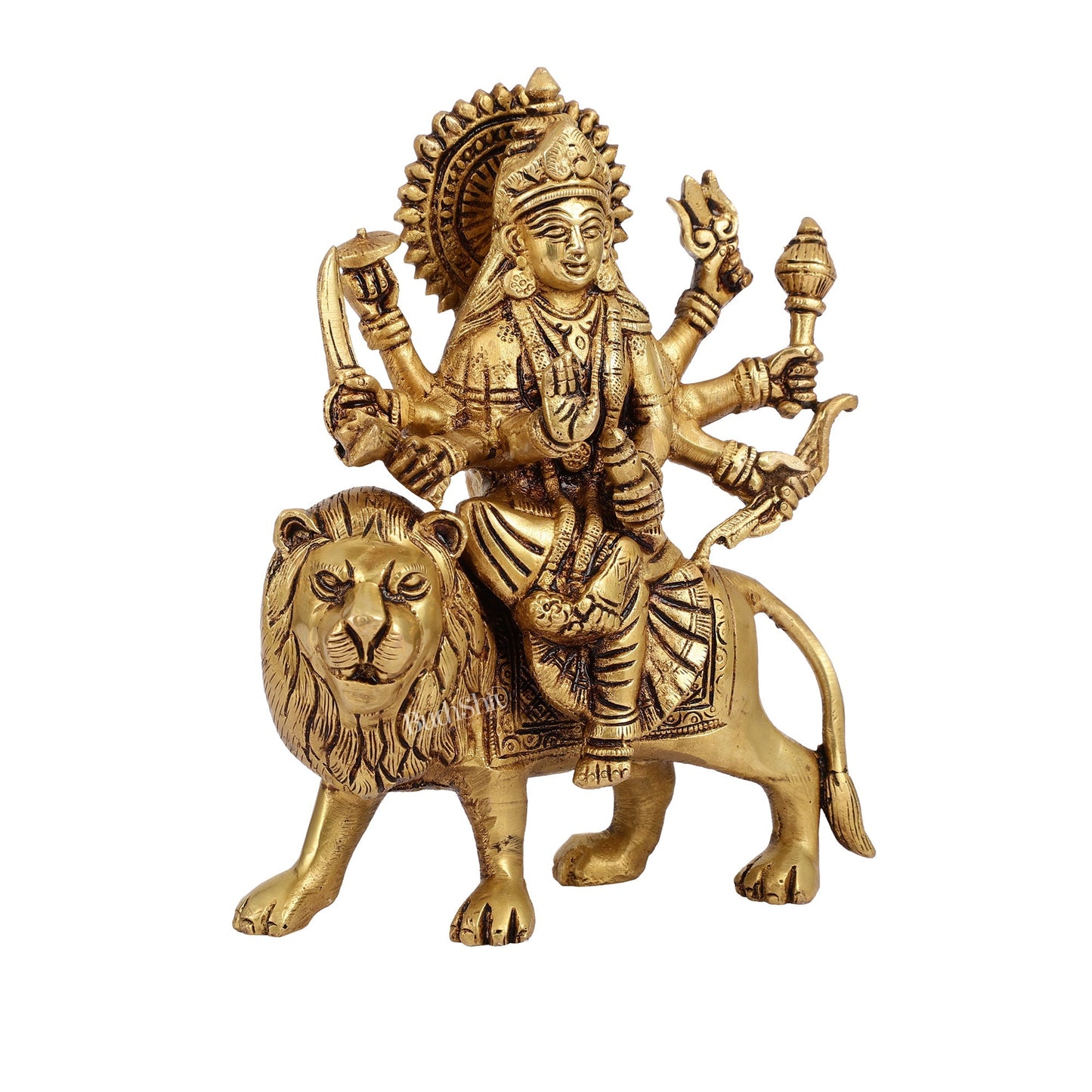 Exquisite Brass Durga Idol | Intricately Crafted 8.5"