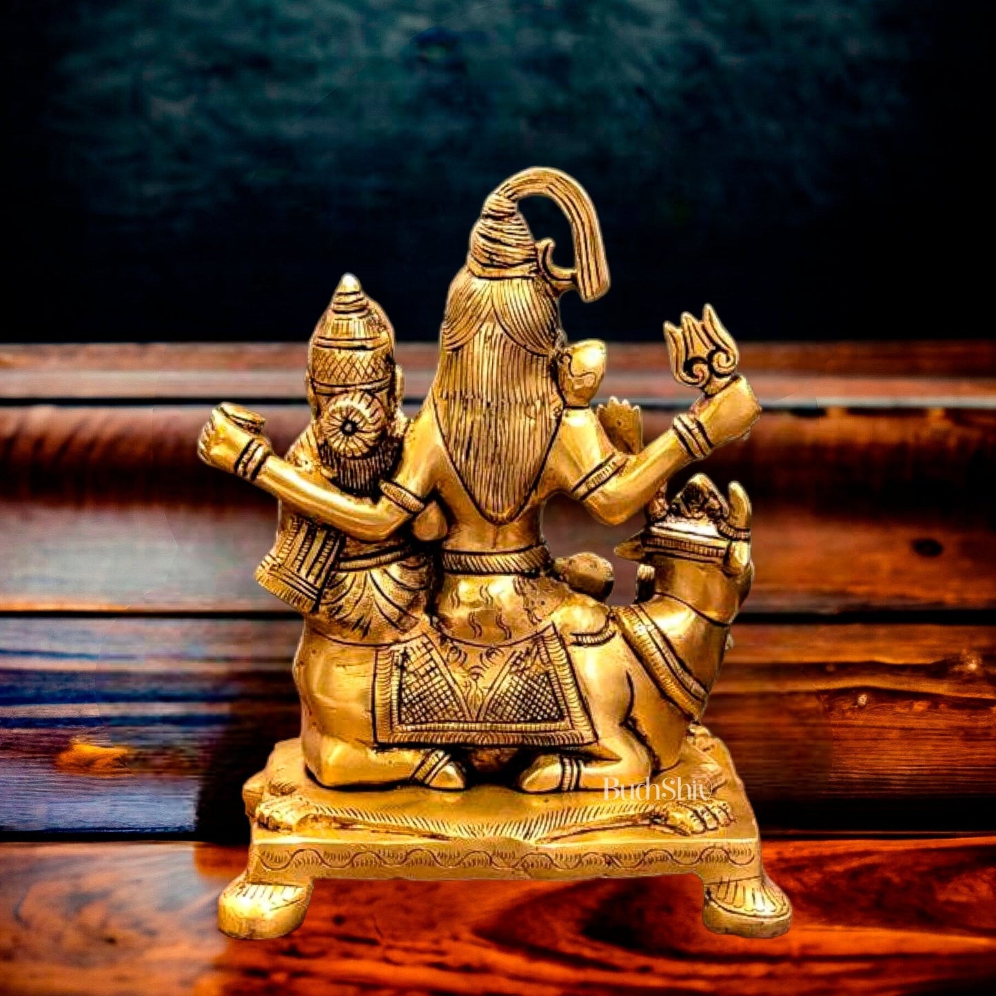 Exquisite Brass Superfine Shiv Parivar on Nandi Idol 8 inch