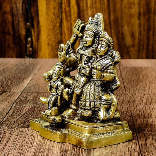 Exquisite Brass Superfine Shiva Parivar Idol | Small Size for Home Temples