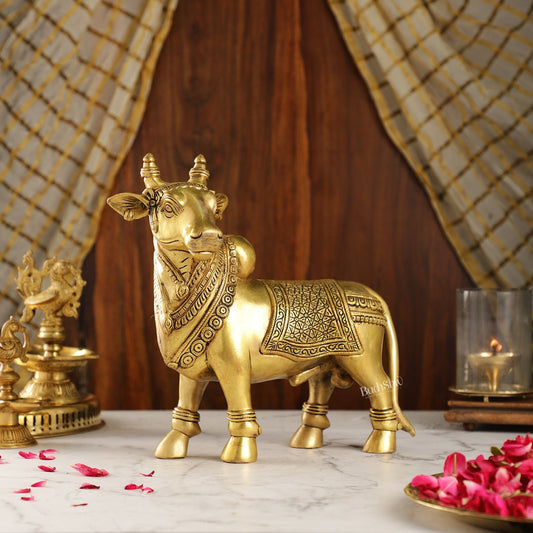 Exquisite Brass Superfine Standing Nandi Idol | 10.5"