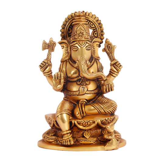 Handcrafted Brass Ganesha Statue 7"