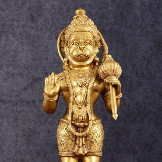 Exquisite Handcrafted Brass Lord Hanuman Statue - 23" Aashirwaad Mudra