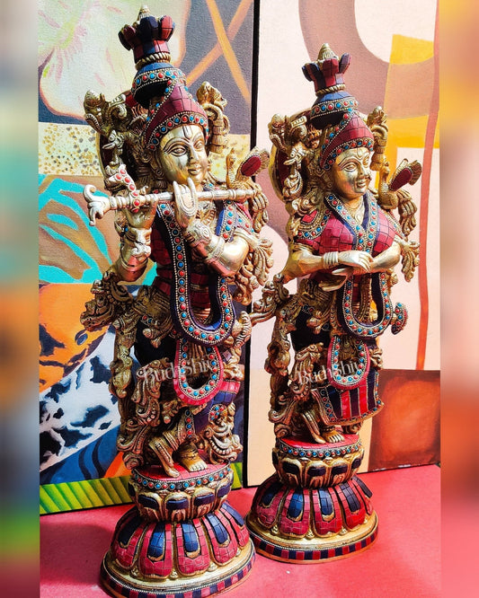 Exquisite Handcrafted Radha Krishna Statues 21 inch