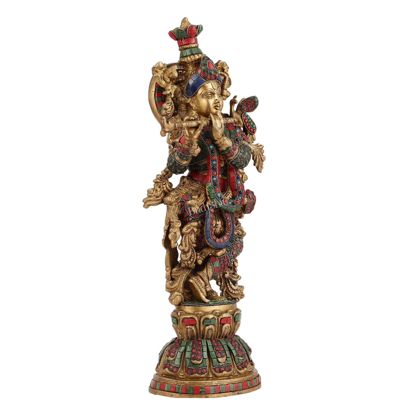 Exquisite Pure Brass Handcrafted Krishna Statue 21 inch