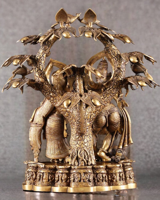 Exquisite Pure Brass Radha Krishna Sculpture – Large Size
