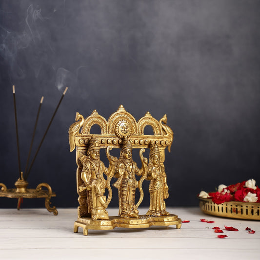 Exquisite Pure Brass Ram Darbar - Perfect Size for Home Temples 7.5 inch