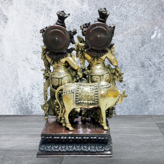 Exquisite Radhakrishna Idol with Cow | Duel tone | 29 inch