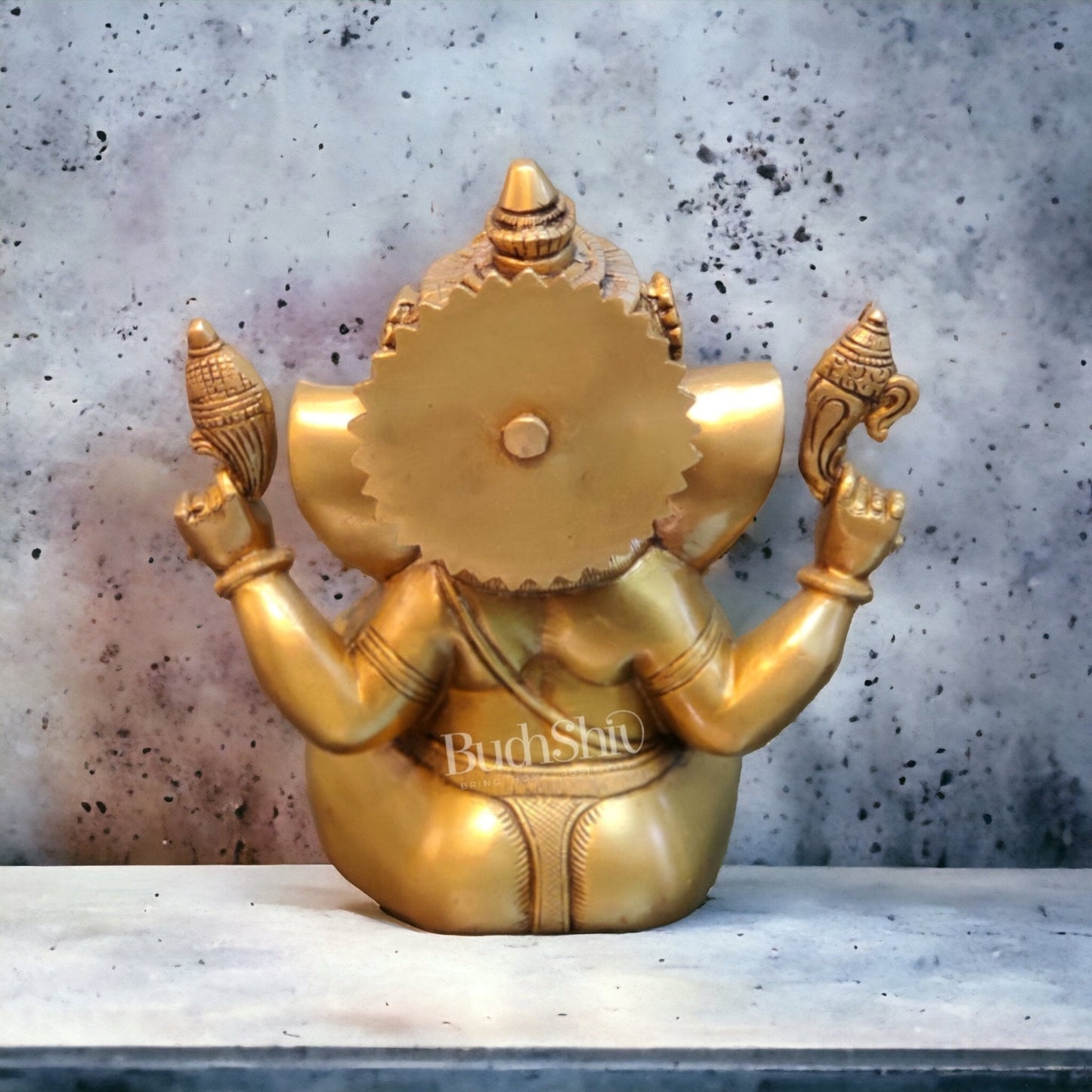 Exquisite Taj Ganesha Statue - Handcrafted Brass 9" Height