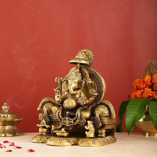 Fine Brass Handcrafted Lord Ganesha Statue 10 inch