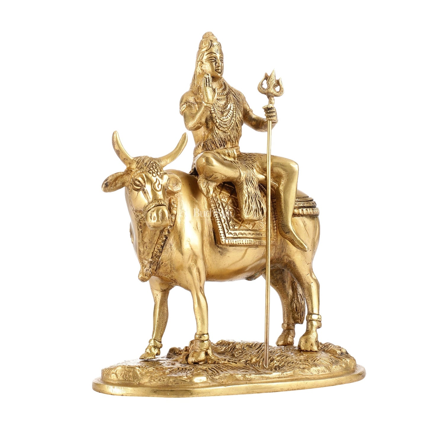 Finely Crafted Lord Shiva Seated on Nandi Brass Idol | Divine Presence 10"