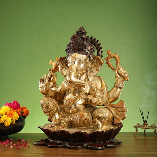 Lord Ganesha Brass Statue - 21 inch