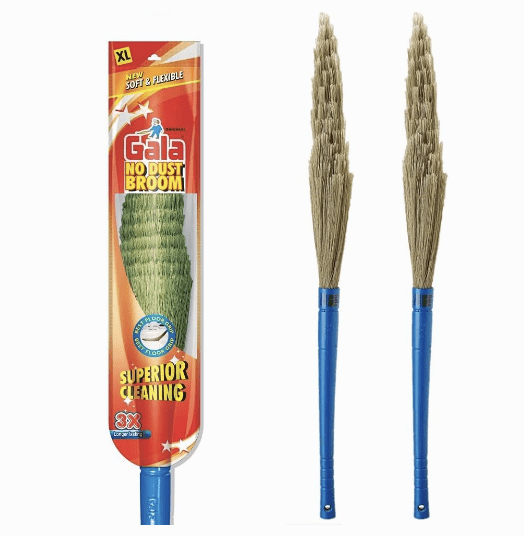 Gala No Dust Broom For Floor Cleaning, broom stick for home floor cleaning, Jhadu for home cleaning, Made of washable Fibers (Pack of 2)