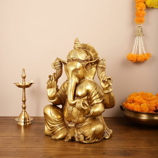 Ganesha Brass Idol with finish 20 inch