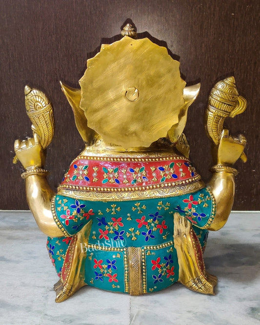 Ganesha Brass Idol with stonework 20 inch