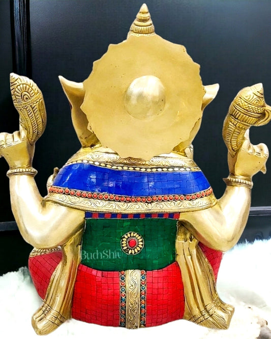 Ganesha Brass Idol with stonework