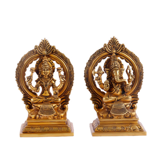 Ganesha Lakshmi Brass idols Superfine 7 inches