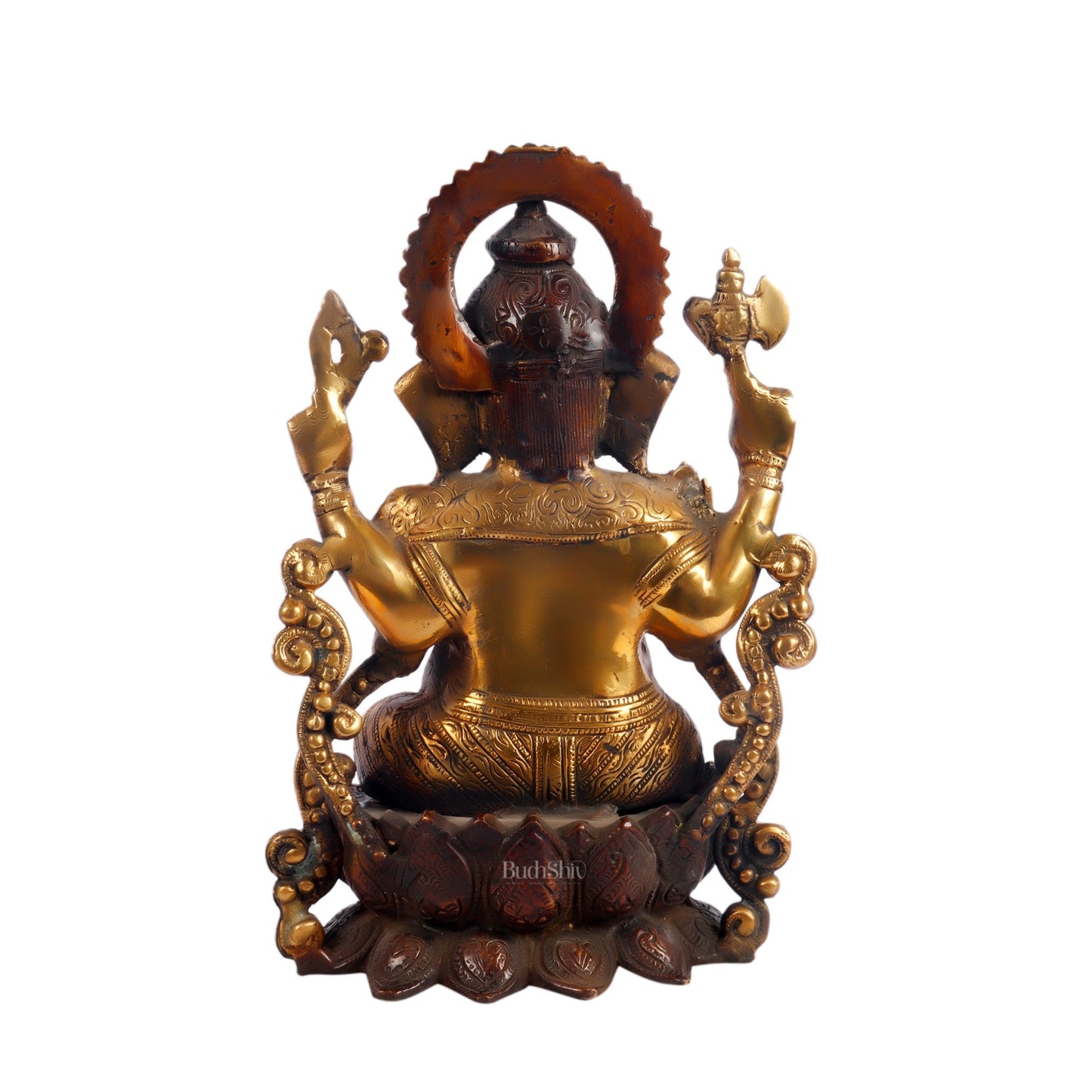 Ganesha on a lotus base large brass idol 12 inch