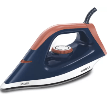 Havells ABS Stealth 1000 Watt Dry Iron With American Heritage Non Stick Sole Plate, Aerodynamic Design, Easy Grip Temperature Knob & 2 Years Warranty. (Blue), 1000 Watts
