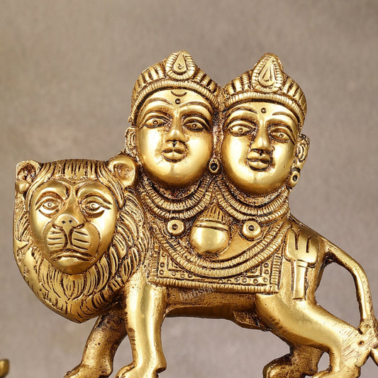 Goddess Chamunda Brass Idol: 5.5 inch