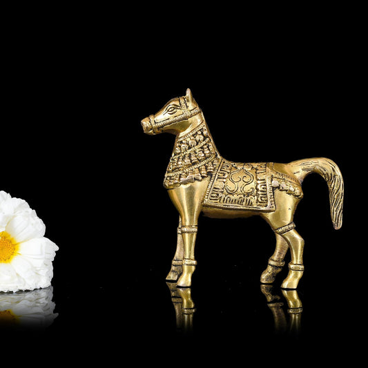 Brass Royal Horse Statue Animal Decor (6 Inch)