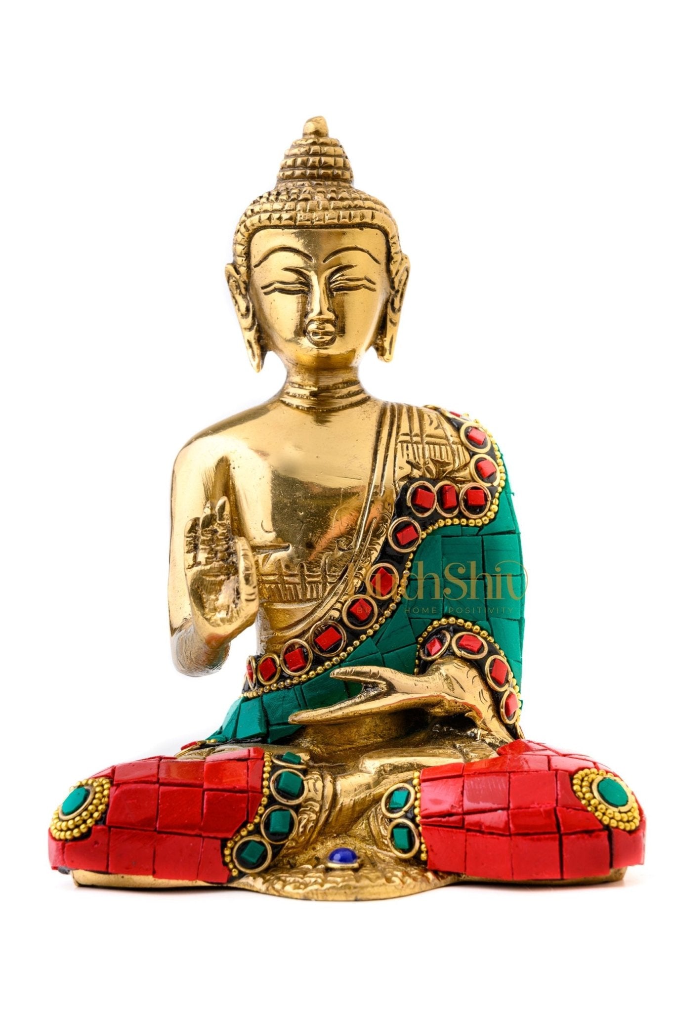 Handcrafted Brass Buddha Idol | Symbol of Enlightenment and Inner Peace | 7" x 5" x 3"