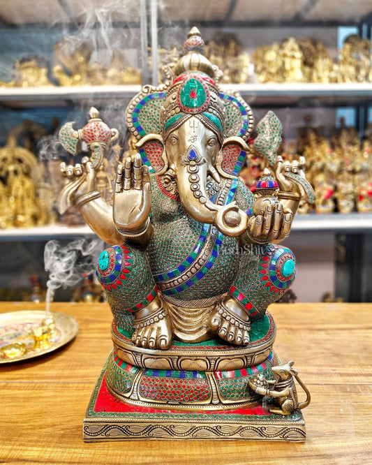 Handcrafted Brass Ganapati Statue - 24" Height
