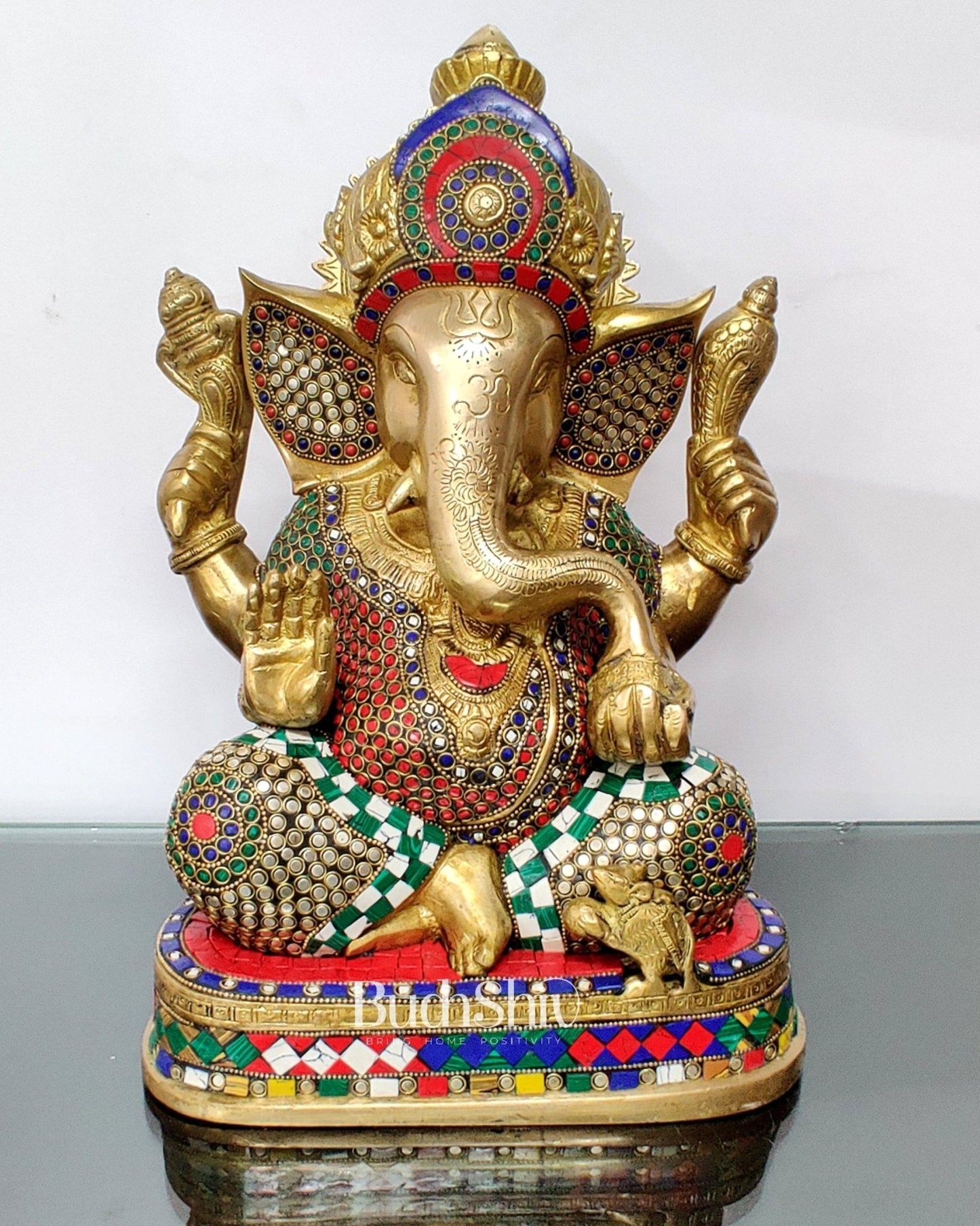 Handcrafted Brass Ganesha Statue 14"