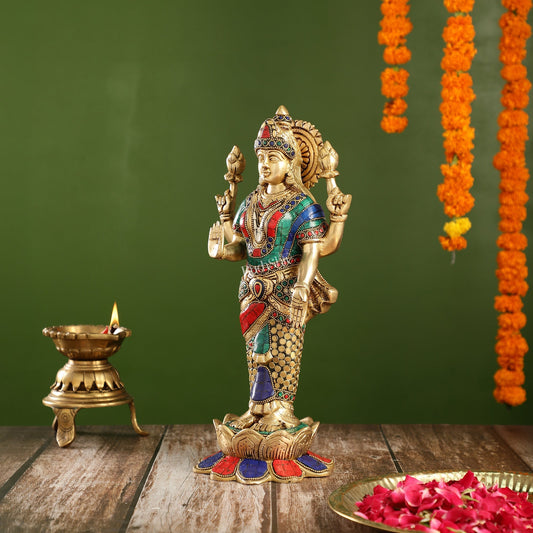 Handcrafted Brass Lakshmi Statue - 17" Height | Divine Brass idol