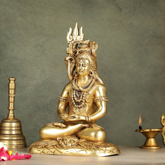 Handcrafted Brass Lord Shiva in meditation Statue | Height 10.5 "