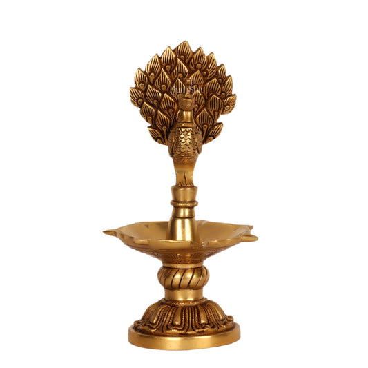 Handcrafted Brass peacock Diya - 11 inch