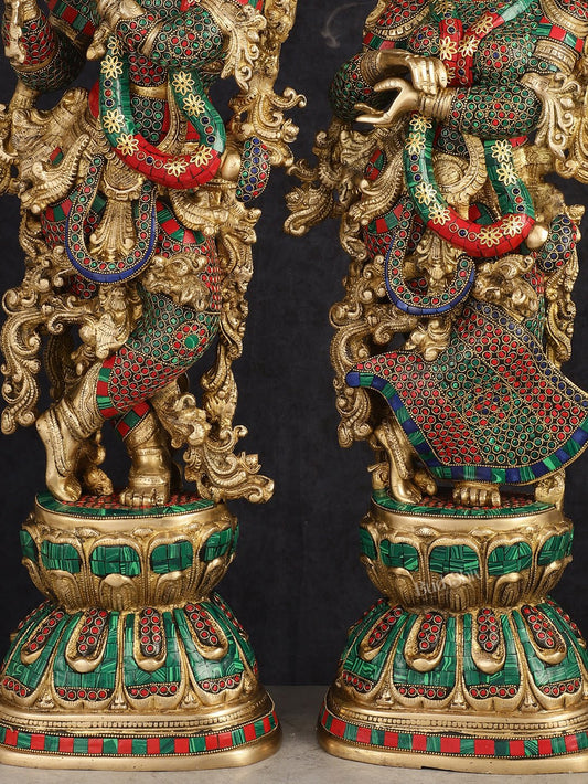 Handcrafted Brass Radha Krishna Idols 30"