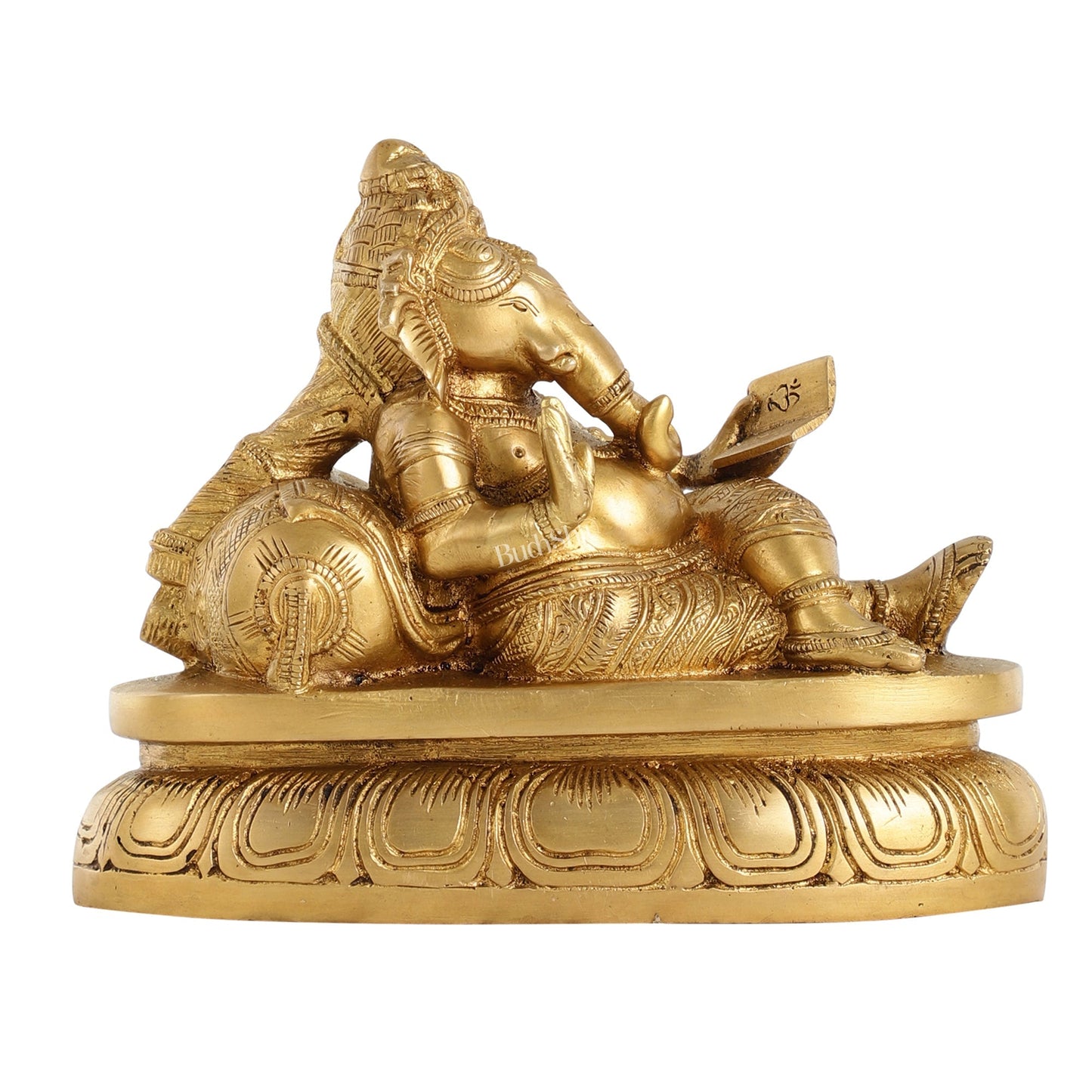 Handcrafted Brass Resting Ganesha Table Accent - 6 Inch