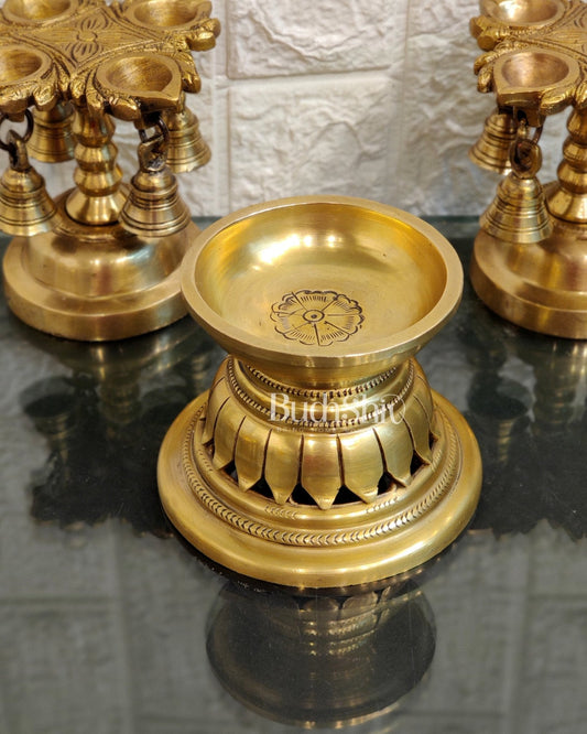 Handcrafted Brass Round Lotus Candle Holder | Exquisite and Elegant