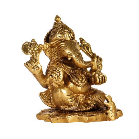 Handcrafted Brass Superfine Ganesha Statue 5"